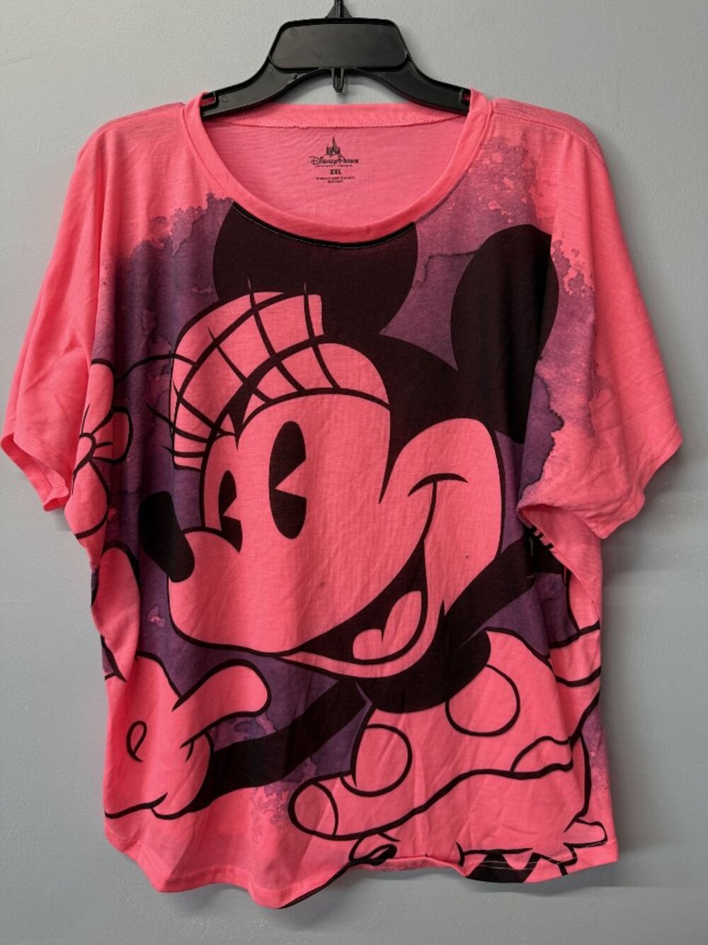 Disney Parks Minnie Mouse Pink Graphic T-Shirt XXL Womens Casual Lightweight Pol